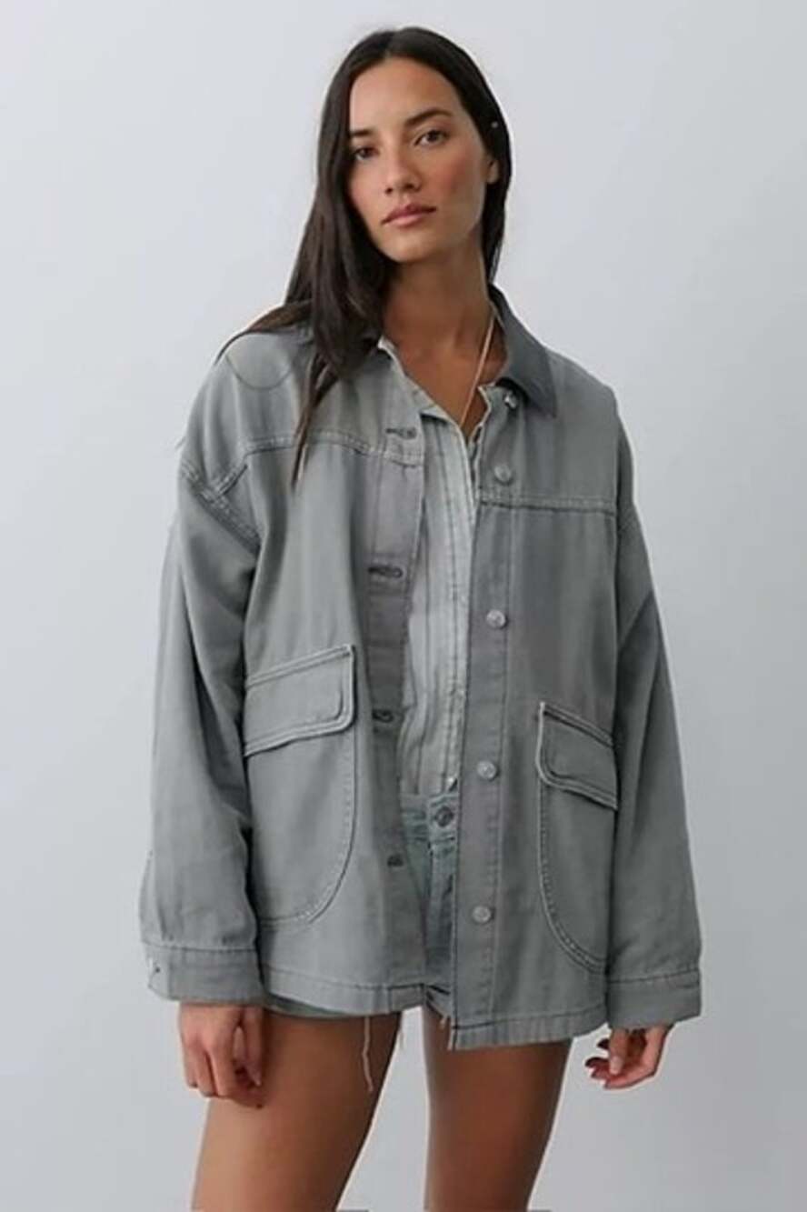 Free People Lemon Denim Jacket, NWT, Size S, oversized